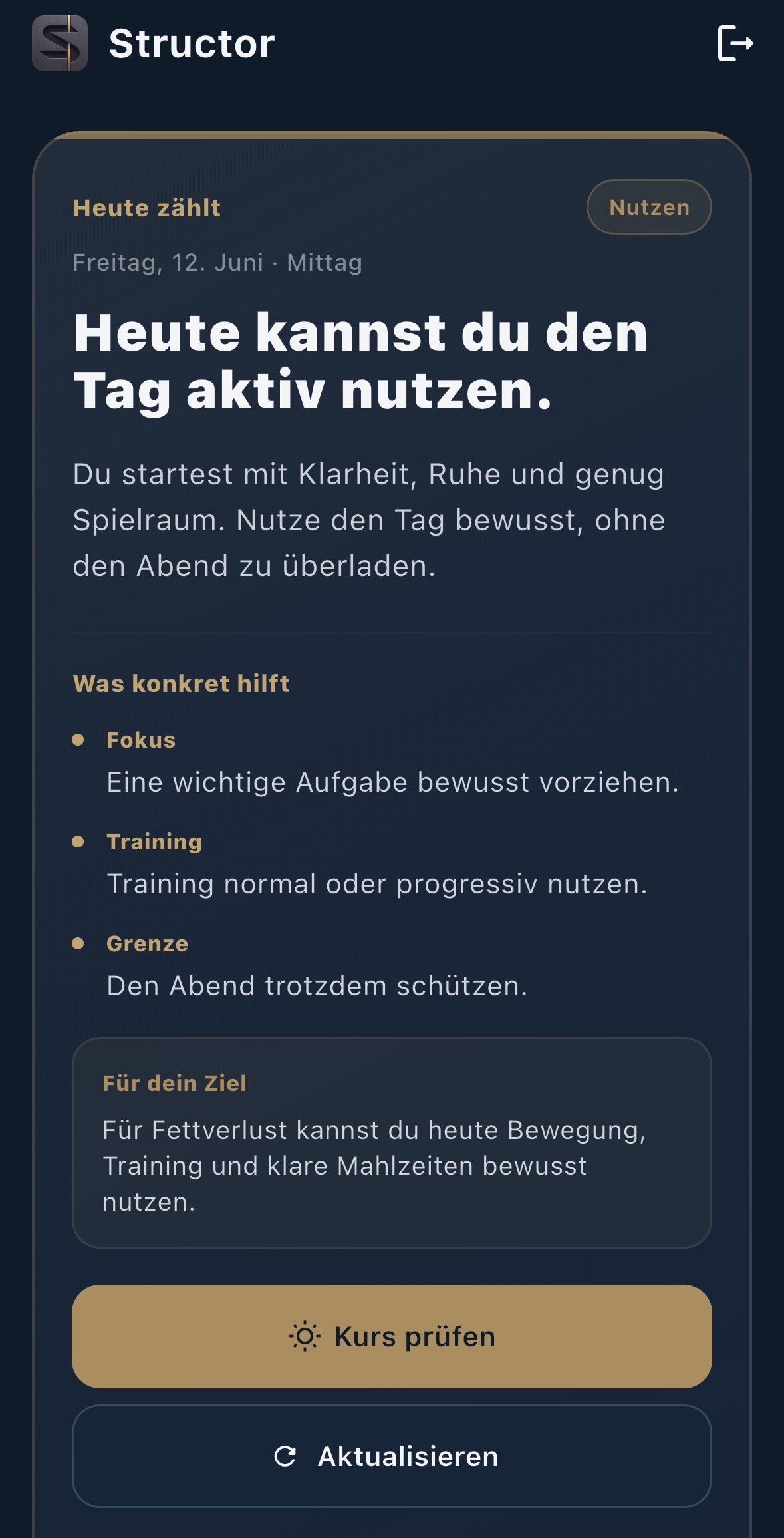 Structor Screenshot: Heute zählt
